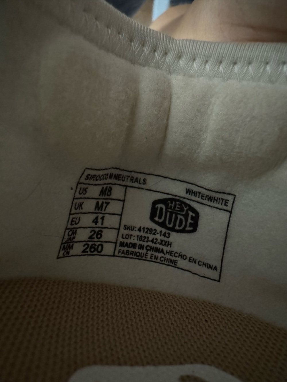 HEYDUDE Men’s  Sirocco Neutrals White Casual Shoes Size 8M - Picture 8 of 8